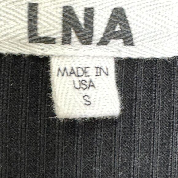 LNA Shirt Womens Small Black Ribbed Long Sleeve Henley Scoop Neck Modal Made USA - Picture 3 of 6